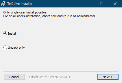 Première étape de l’installateur .exe de Windows